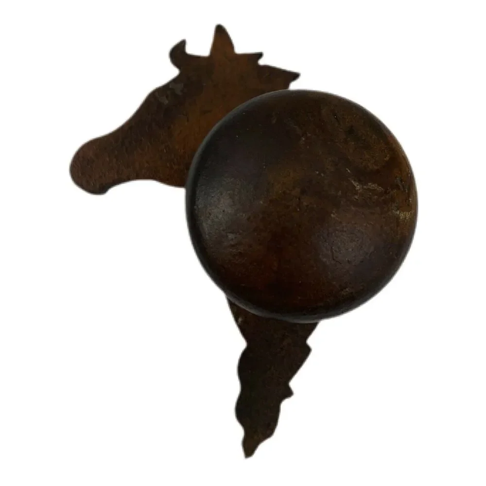 Metal Western Horse Head Drawer Knob Rust Patina Reversible Rustic Cabin Core